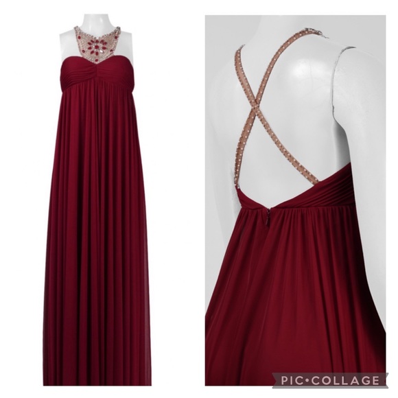 Adrianna Papell empire waist top jewels long gown - Picture 11 of 12